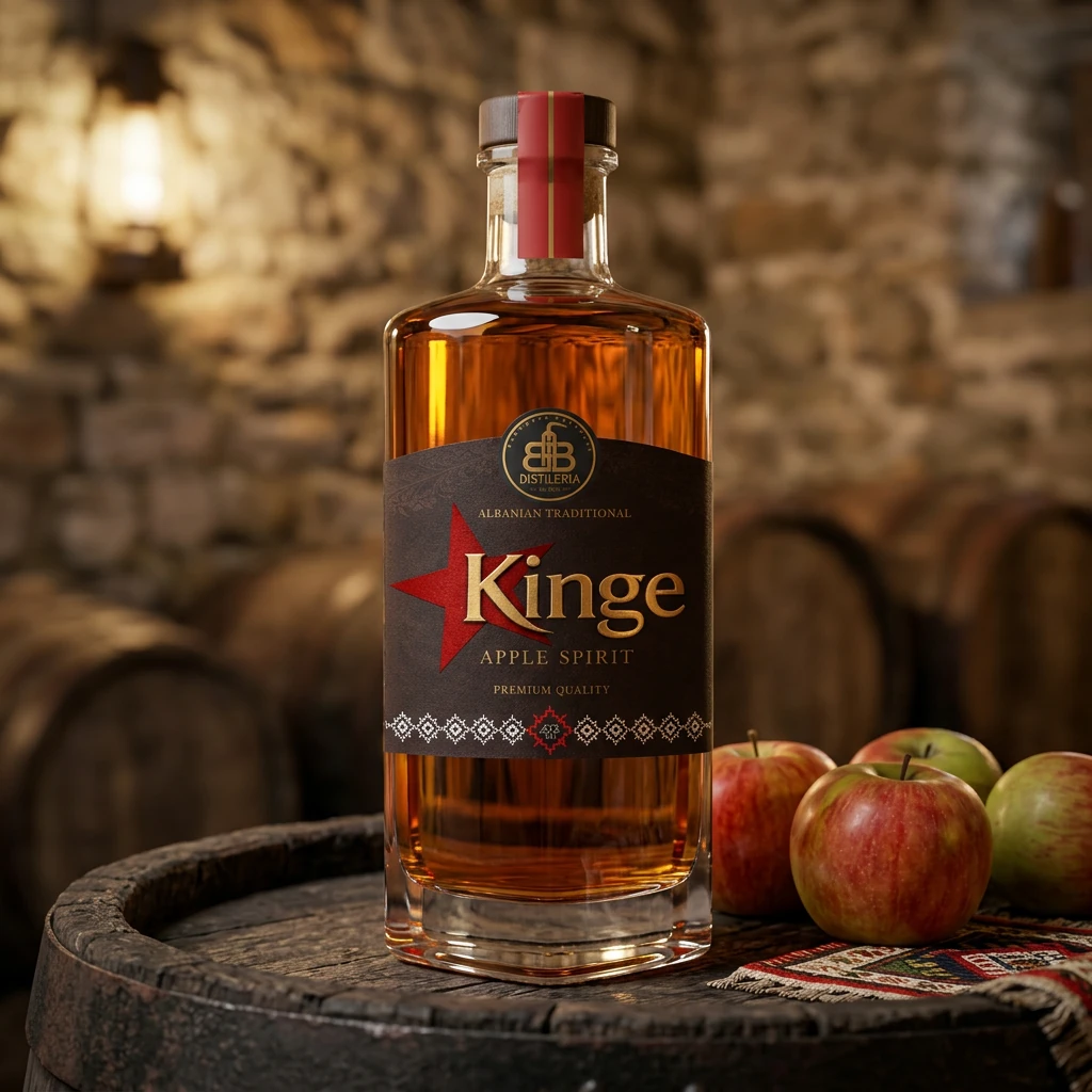 Kinge Apple Spirit bottle by Distileria BB in Kavajë Albania