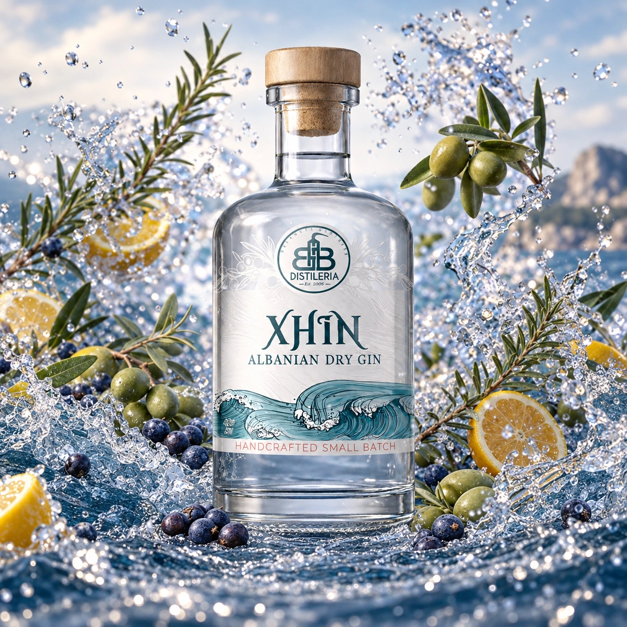 XHIN Albanian Dry Gin bottle by Distileria BB in Albania